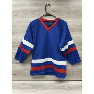 Vintage 90s Reach Deadstock Sports Blank Practice Hockey Jersey Blue Red White